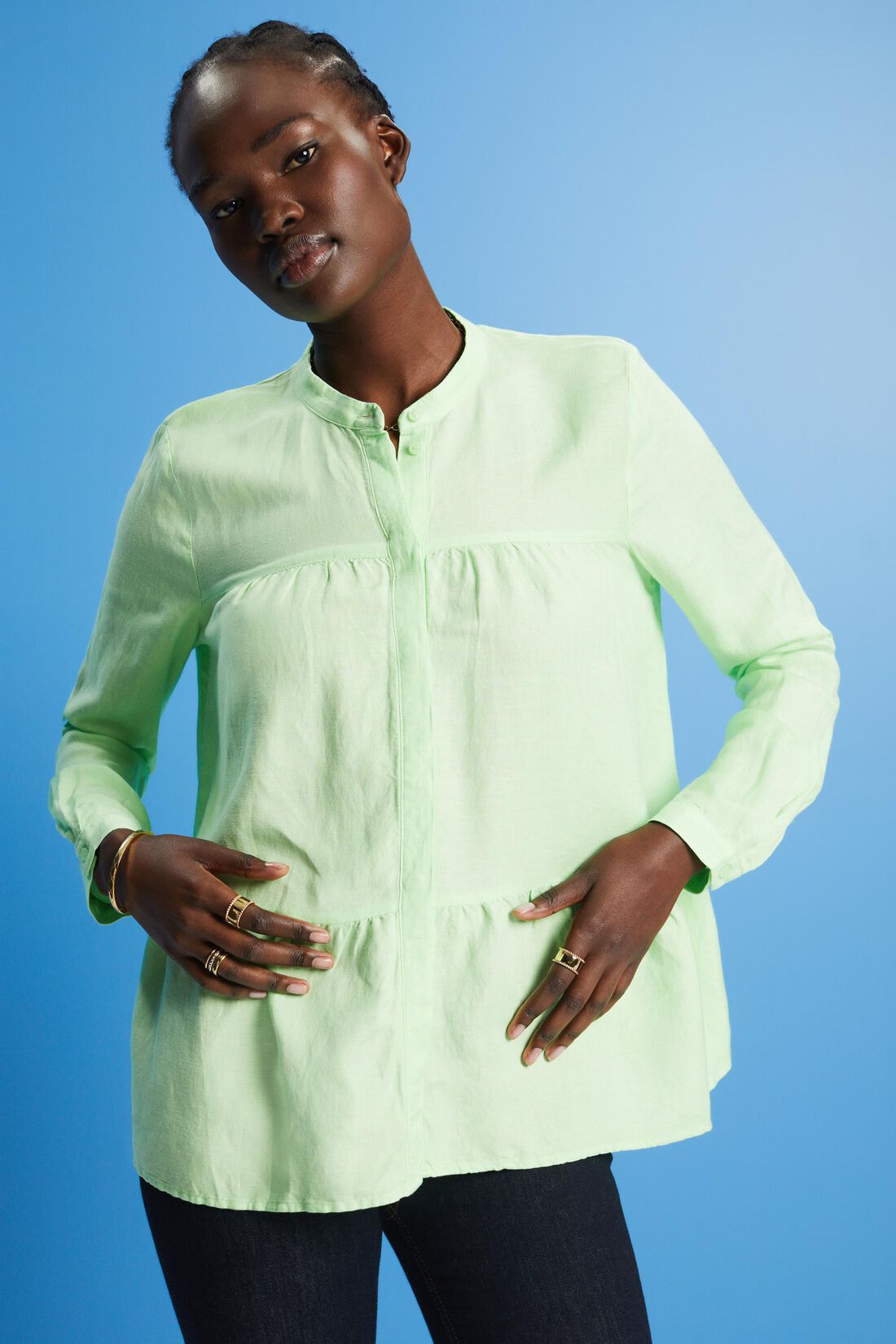 Blusa lino mujer sales