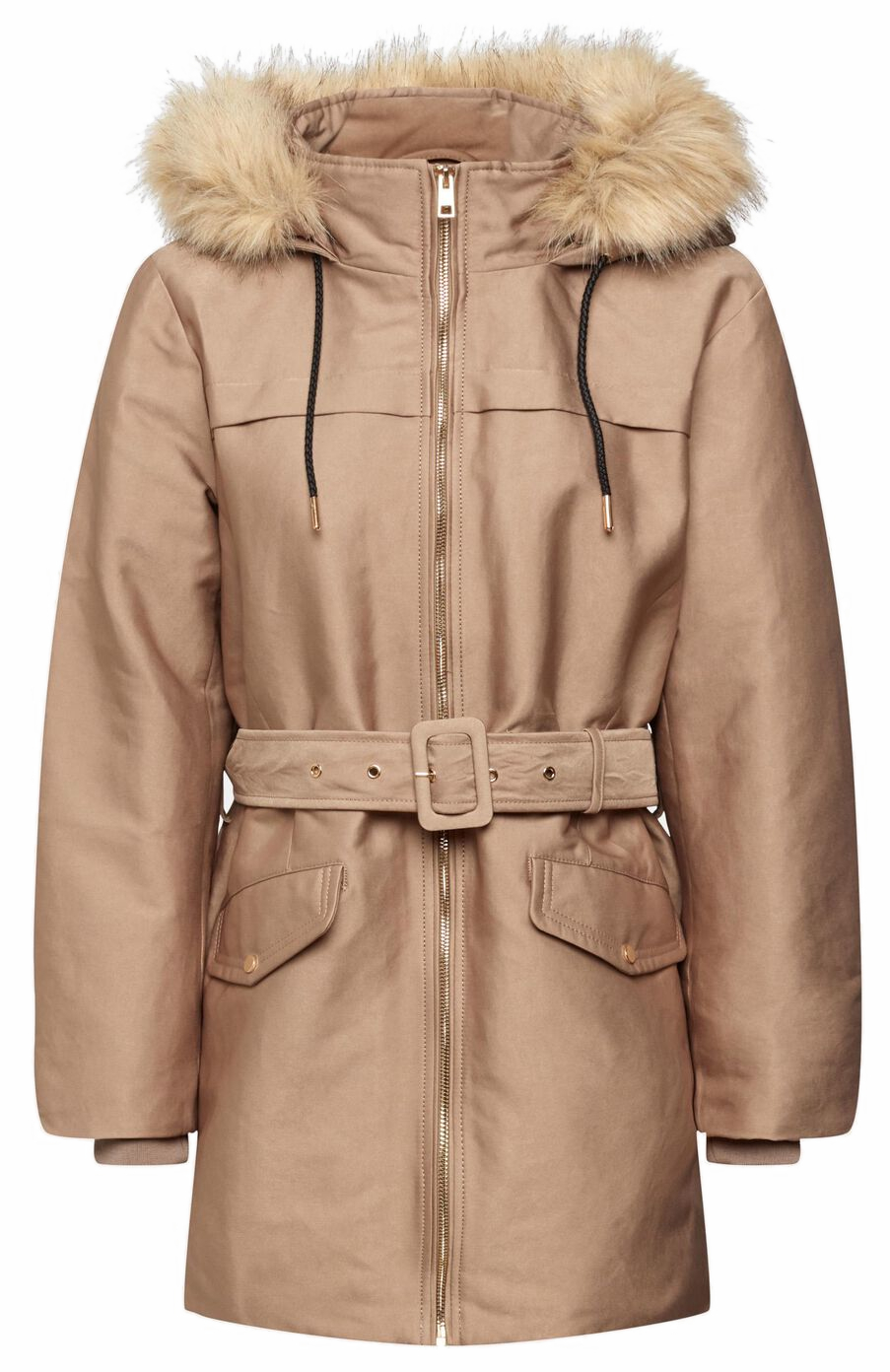 PARKA CON CAPUCHA DE PELO SINTÉTICO MUJER ESPRIT Korner