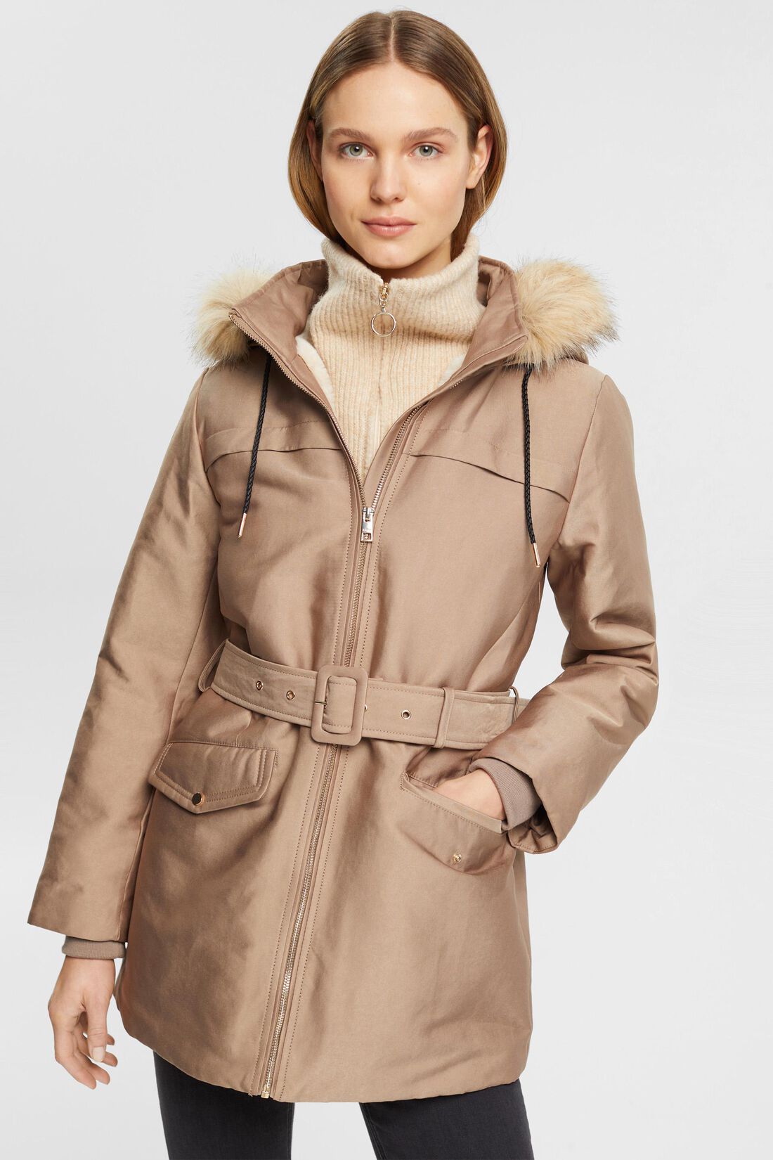 PARKA CON CAPUCHA DE PELO ESPRIT - Korner