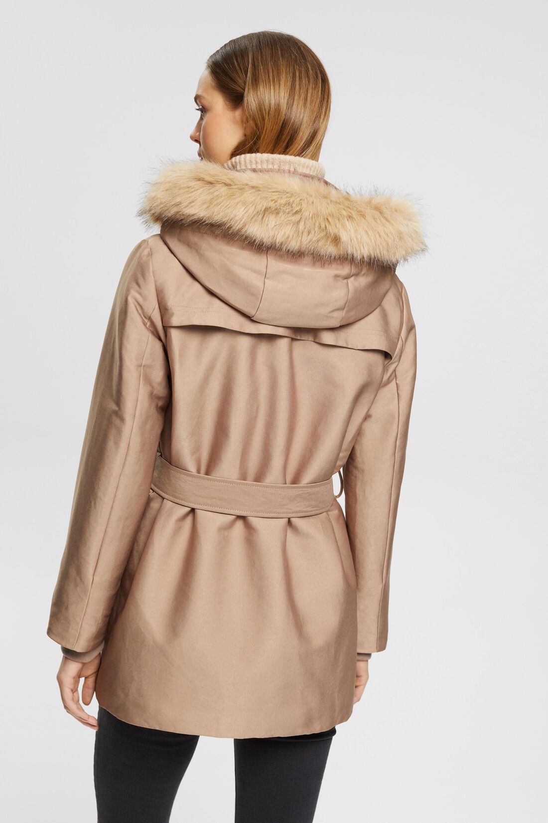 PARKA CON CAPUCHA DE PELO SINTÉTICO MUJER ESPRIT Korner