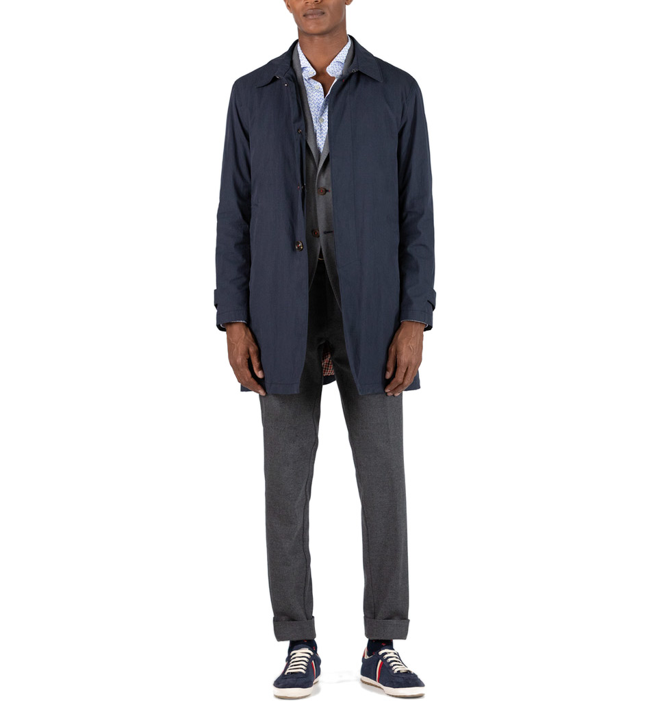 Trench azul marino hombre cheap