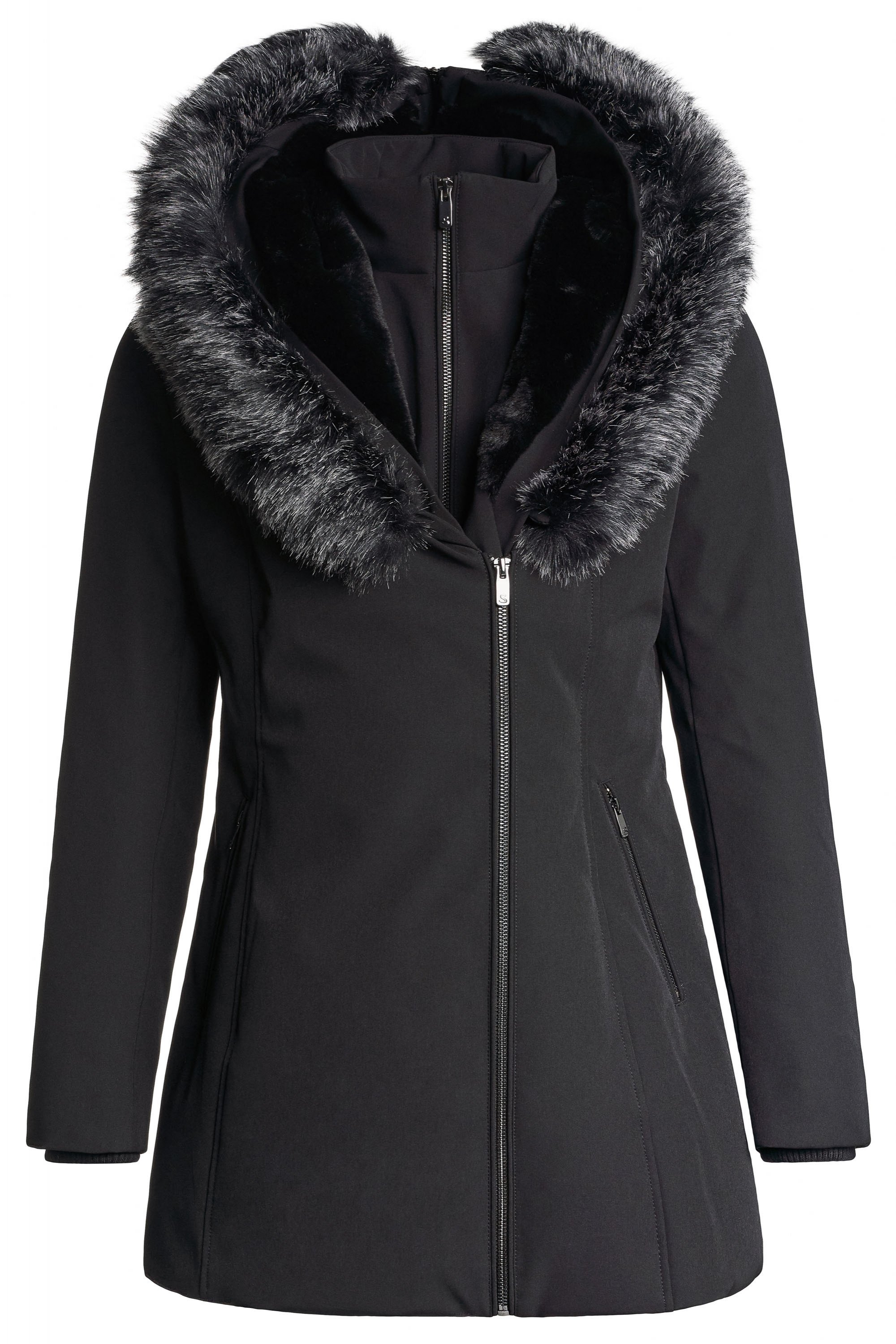 abrigo gris capucha pelo