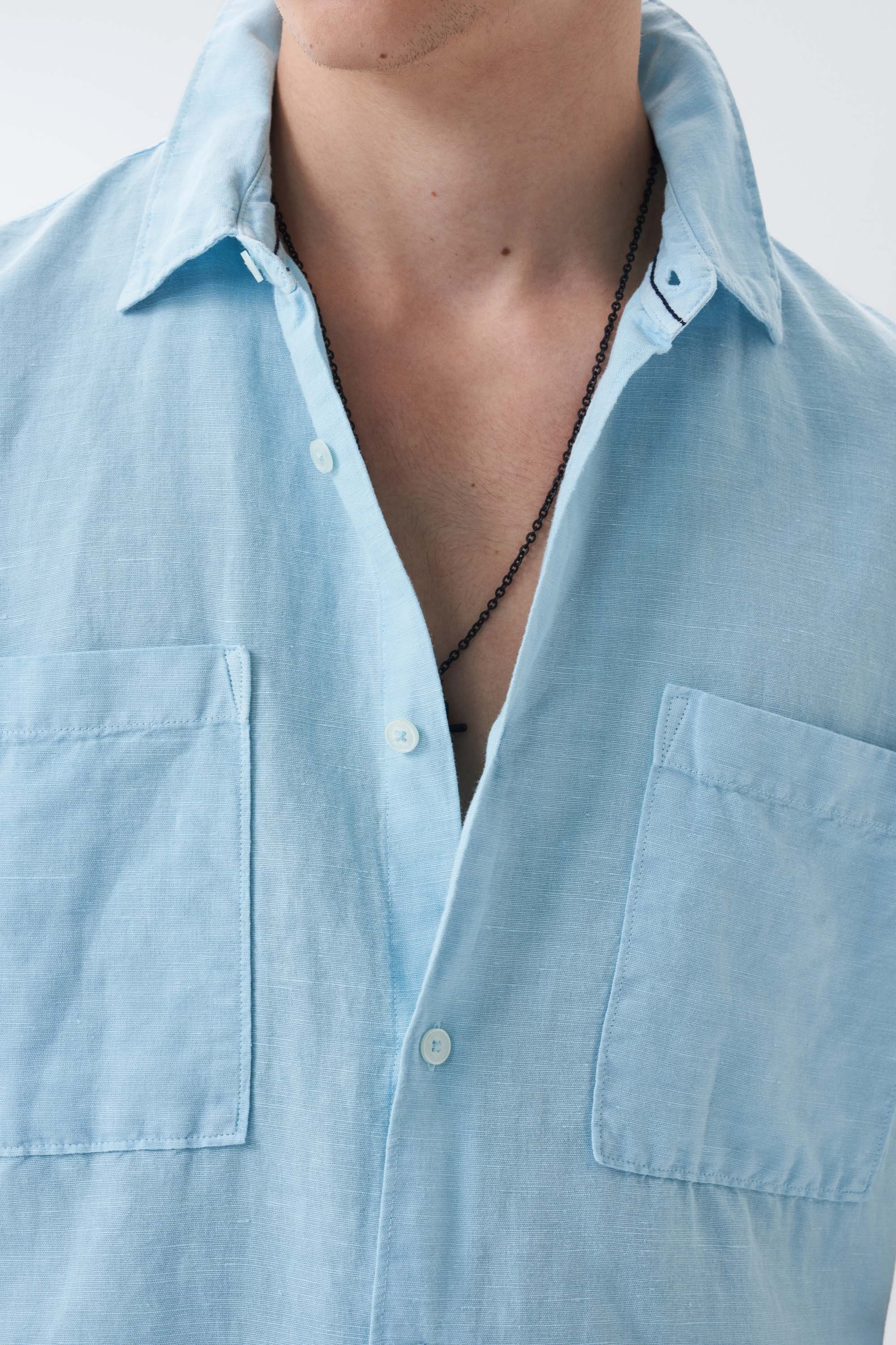 CAMISA DE MANGA CORTA MEZCLA DE LINO HOMBRE MONACO