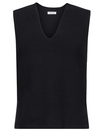 CHALECO DE PUNTO ACANALADO CON CUELLO PICO MUJER ESPRIT