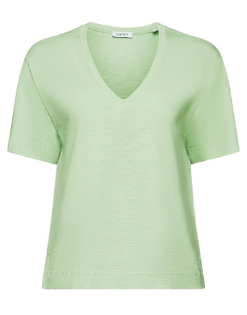 CAMISETA FLAMEADA CON CUELLO PICO MUJER ESPRIT