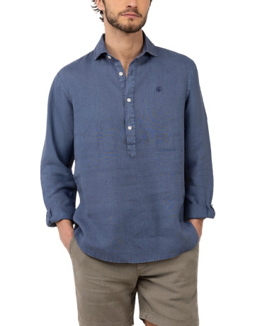 CAMISA HOMBRE  EL GANSO CAMISA POLERA LINO MARINO