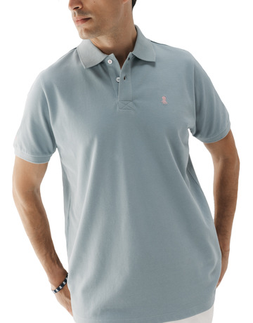 HOMBRE POLO LAVADO BORDADO A CONTRAST AZULGRIS