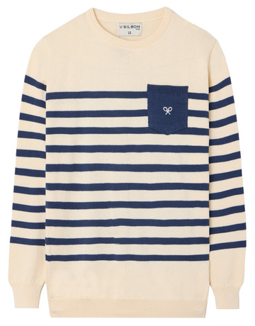 JERSEY NIÑO SILBON RAYAS NAUTICAS CON BOLSILLO