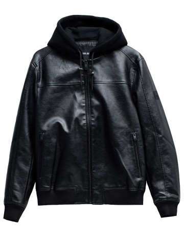 CAZADORA HOMBRE  SALSA JEANS HOODED FAKE LEATHER BOMBER JAC