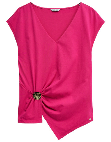 CAMISETA ASIMÉTRICA MUJER SALSA JEANS CON APLICACIÓN DORADA