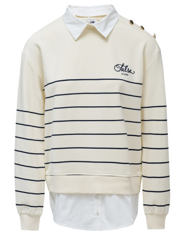 MUJER STRIPPED TWOFER SWEATSHIRT 110