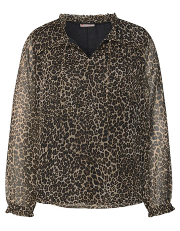 BLUSA DE GASA CON VOLANTES MUJER STREET ONE ESTAMPADO LEOPARDO