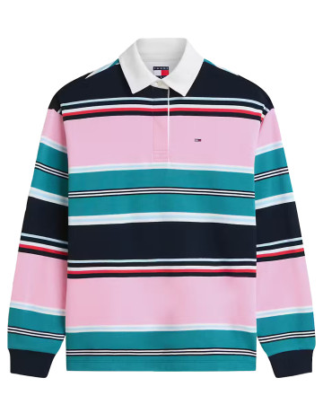 SUDADERA MUJER  TOMMY HILFIGER TJW RLX MULTI STRIPE RUGBY EXT