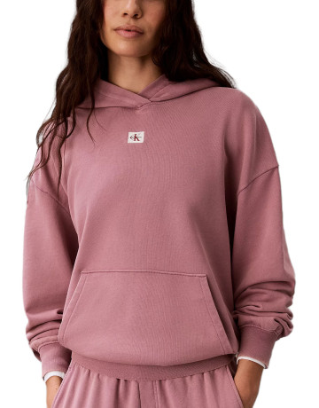 SUDADERA MUJER  CALVIN KLEIN W LS WOVEN LABEL TERRY PO HOOD