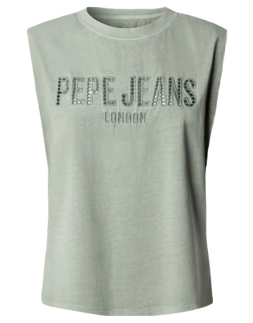 CAMISETA SIN MANGAS MUJER PEPE JEANS LOGO CALADO