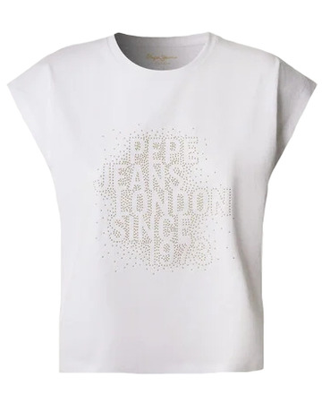 CAMISETA MUJER  PEPE JEANS LOGO STRASS FIT BOXY