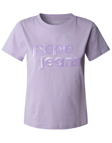 CAMISETA MUJER  PEPE JEANS CON LOGO LENTEJUELAS