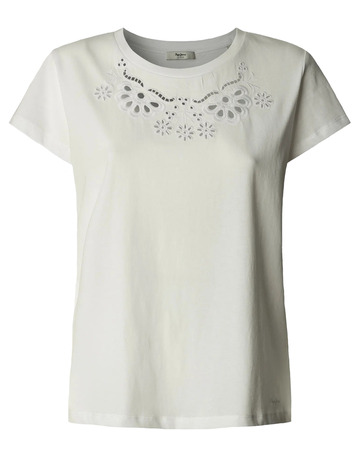 CAMISETA MUJER  PEPE JEANS CON DETALLES CALADOS