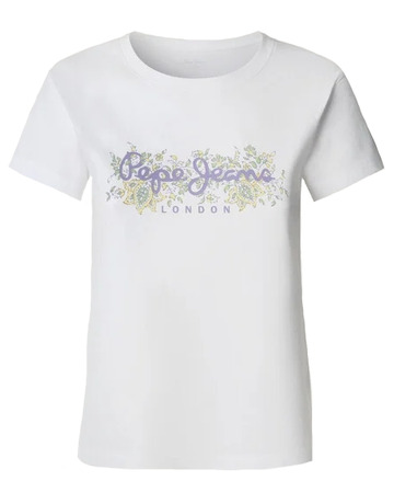 CAMISETA MUJER PEPE JEANS LOGO FLORAL FIT REGULAR