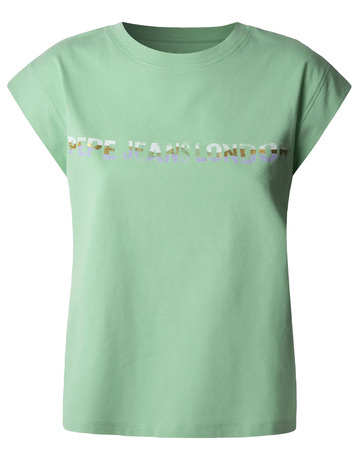 CAMISETA MUJER PEPE JEANS LOGO ESTAMPADO MULTICOLOR