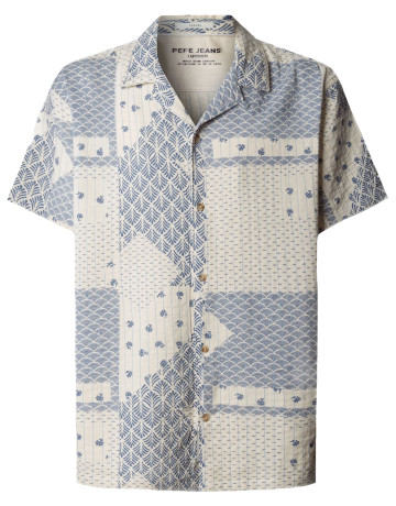 CAMISA PATCHWORK HOMBRE PEPE JEANS CON CUELLO CUBANO