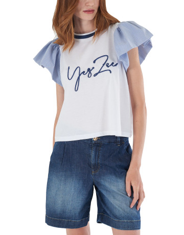 CAMISETA MUJER  YES ZEE T-SHIRT DONNA GIROCOLLO, MANIC