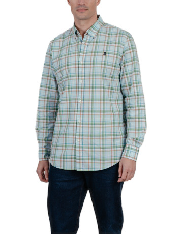 HOMBRE CAMISA POPELIN CUADROS VERDE