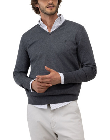 JERSEY HOMBRE  EL GANSO JERSEY BÁSICO CUELLO PICO GRIS