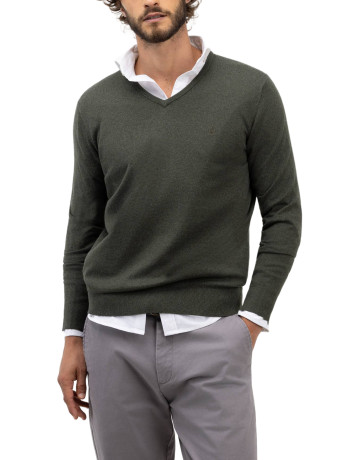 JERSEY HOMBRE  EL GANSO JERSEY BÁSICO CUELLO PICO VERD