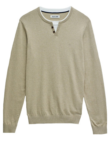 JERSEY PUNTO FINO HOMBRE SALSA JEANS CUELLO HENLEY