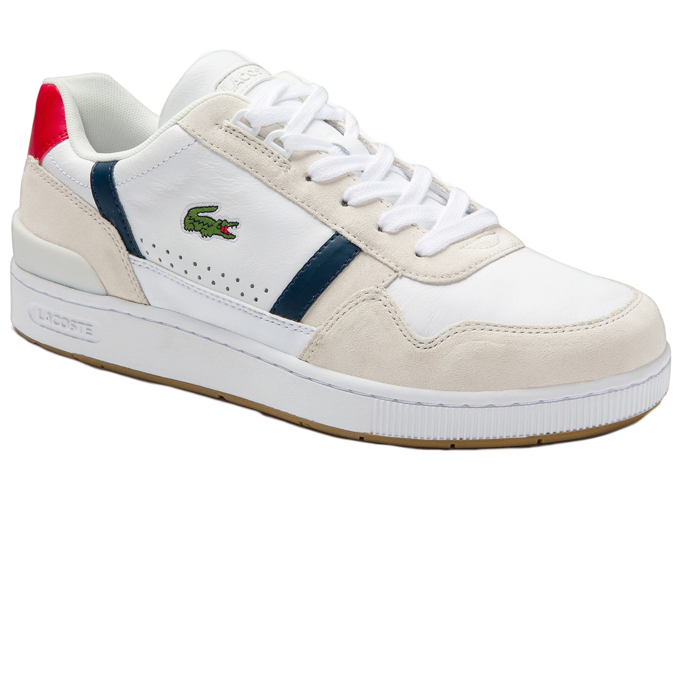 ZAPATILLA EN PIEL Y ANTE TRICOLOR HOMBRE LACOSTE T-CLIP