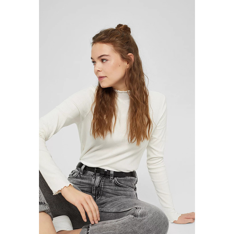 CAMISETA CON BORDES CON RIBETE ONDULADOS MUJER ESPRIT