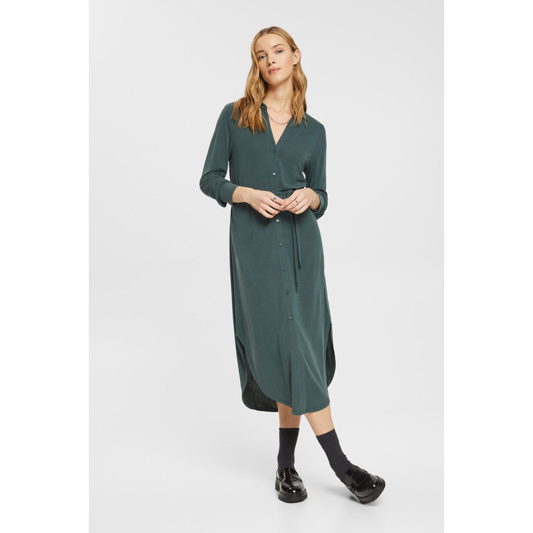 VESTIDO CAMISERO EN TEJIDO JERSEY MUJER ESPRIT