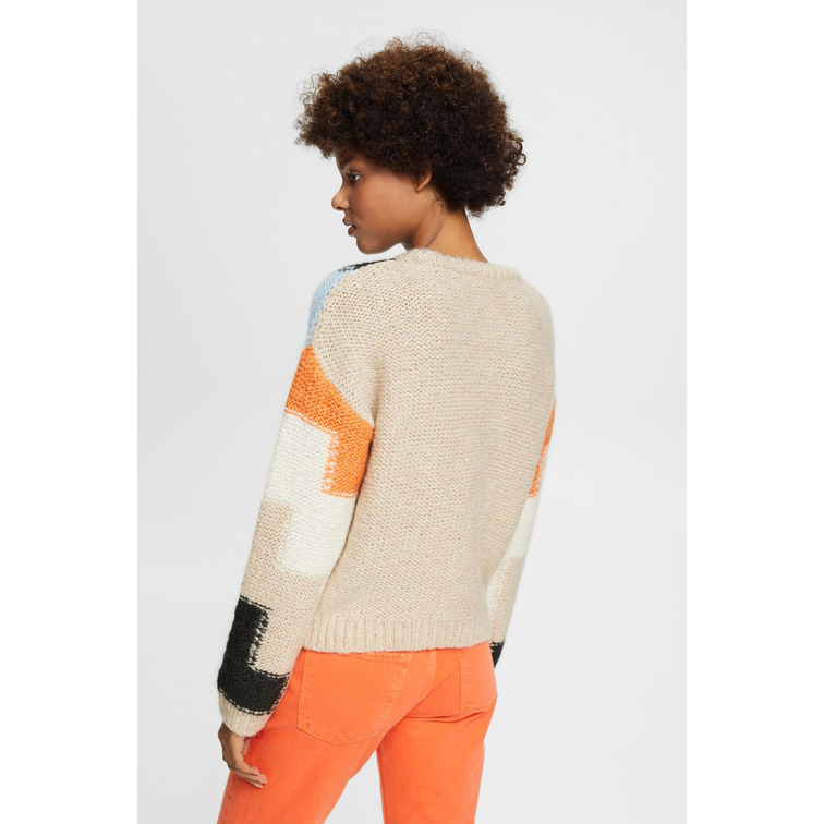 JERSEY DE PUNTO GRUESO CON DISEÑO DE INTARSIA MUJER ESPRIT
