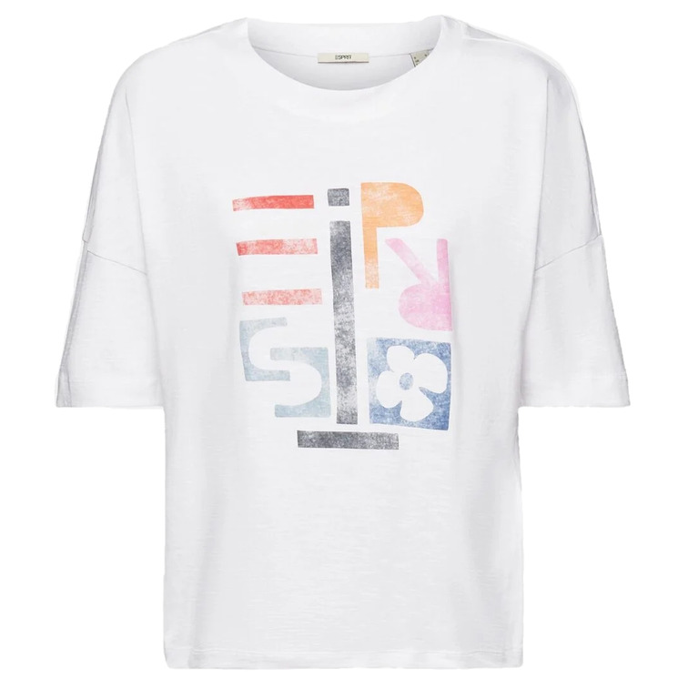 CAMISETA DE ALGODÓN CON ESTAMPADO GEOMÉTRICO MUJER ESPRIT