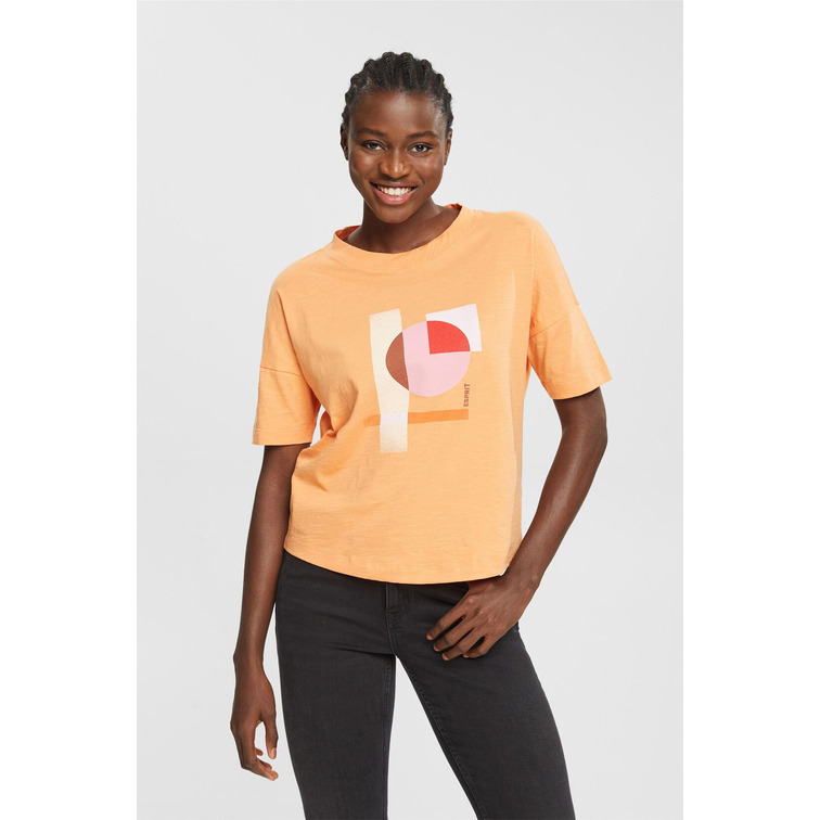 CAMISETA DE ALGODÓN CON ESTAMPADO GEOMÉTRICO MUJER ESPRIT