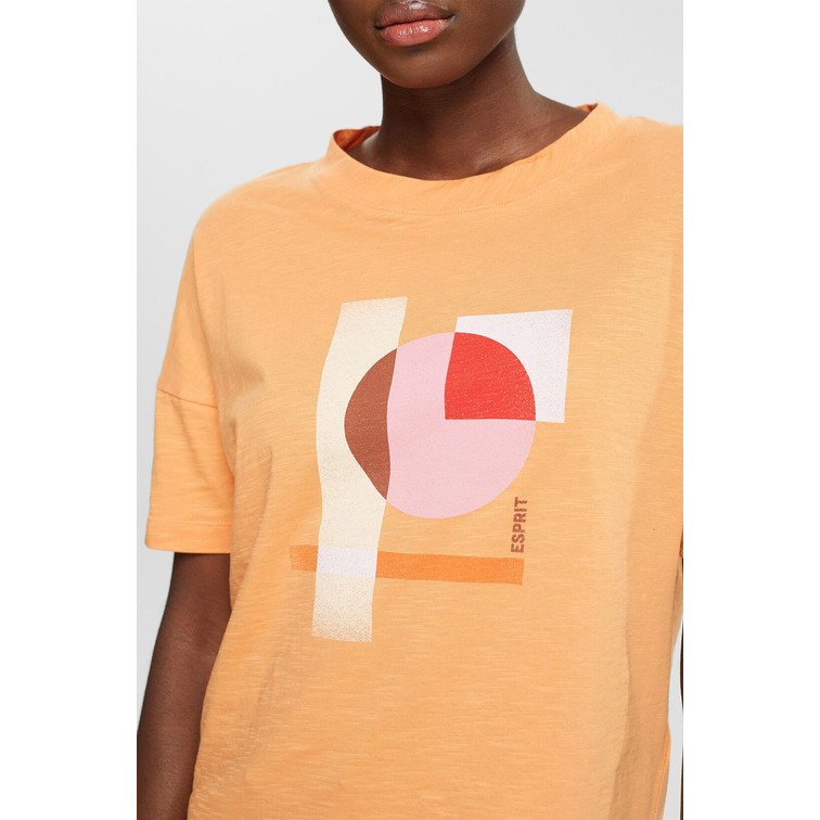 CAMISETA DE ALGODÓN CON ESTAMPADO GEOMÉTRICO MUJER ESPRIT