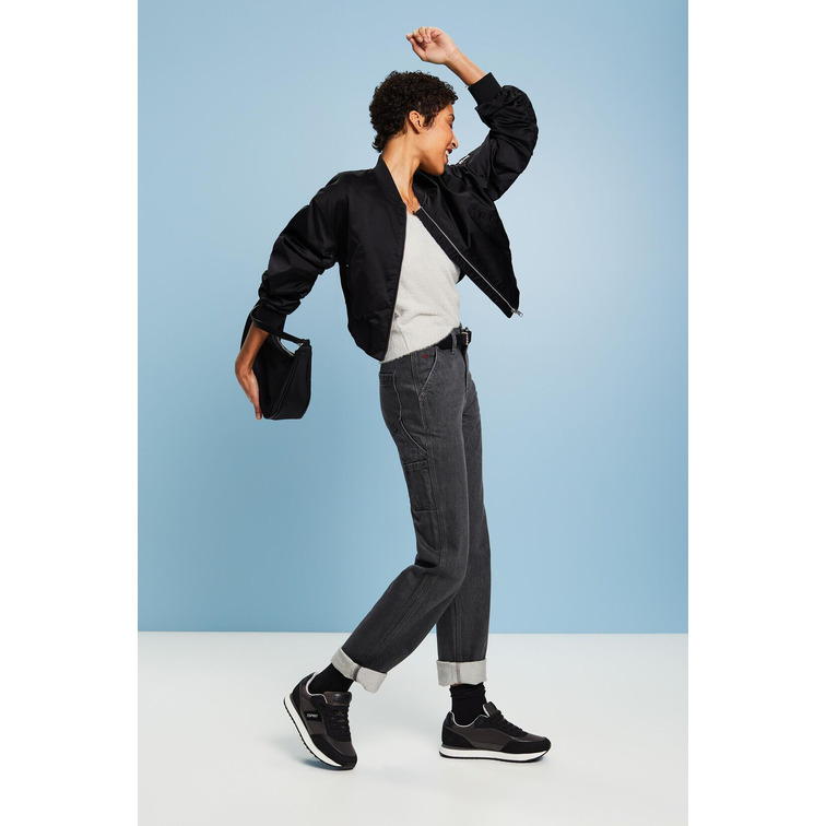 CAZADORA BOMBER CROPPED DE SATÉN MUJER ESPRIT