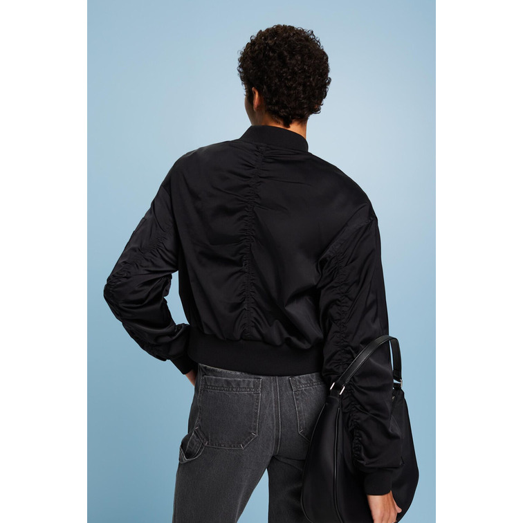 CAZADORA BOMBER CROPPED DE SATÉN MUJER ESPRIT