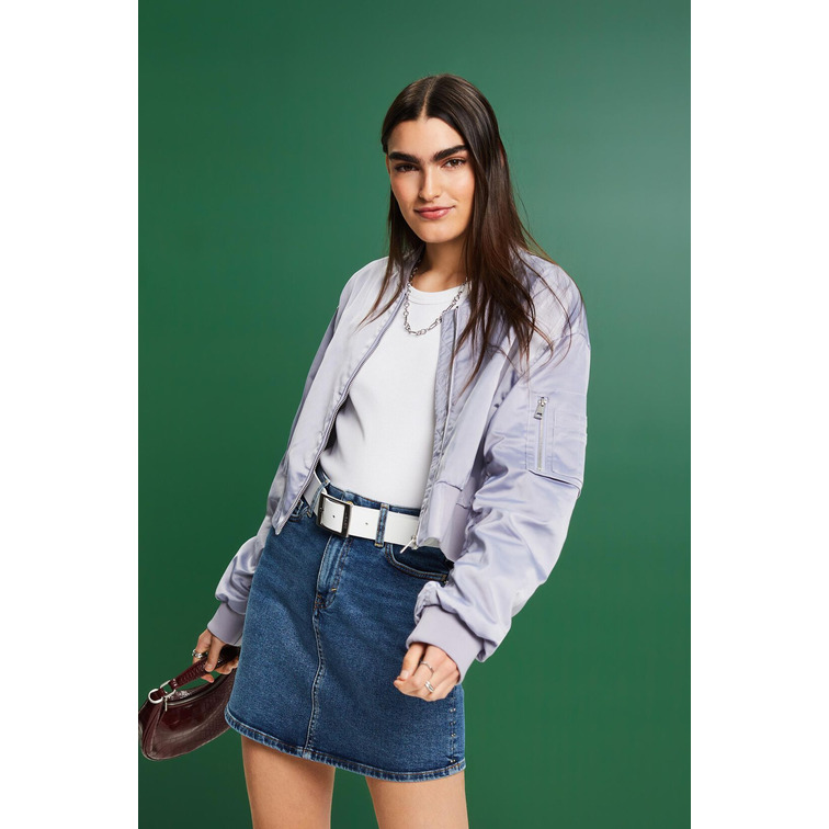 CAZADORA BOMBER CROPPED DE SATÉN MUJER ESPRIT