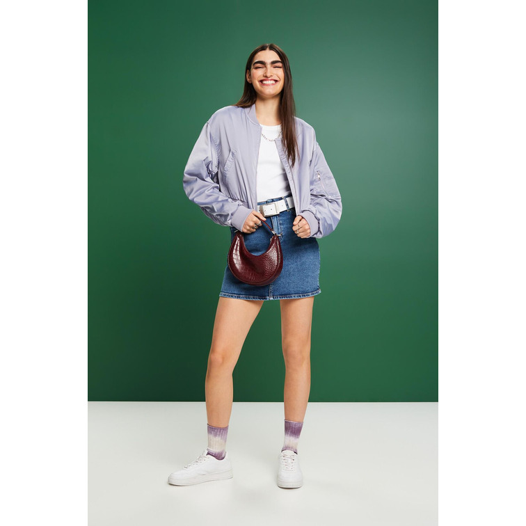 CAZADORA BOMBER CROPPED DE SATÉN MUJER ESPRIT