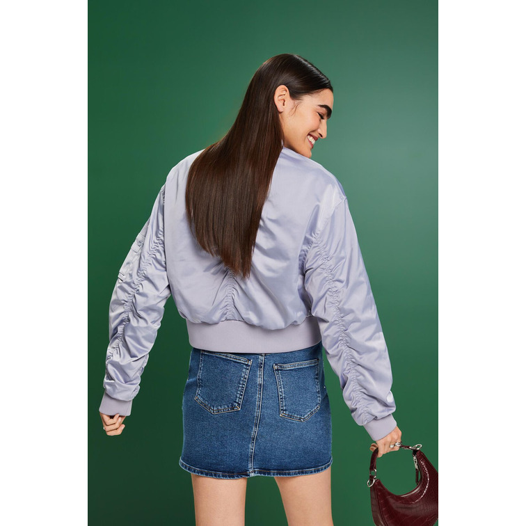 CAZADORA BOMBER CROPPED DE SATÉN MUJER ESPRIT