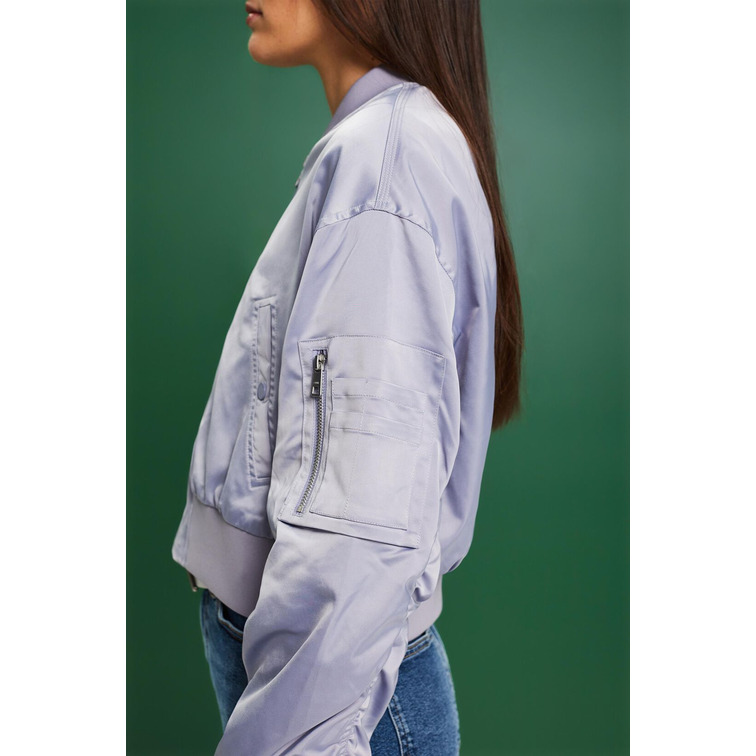 CAZADORA BOMBER CROPPED DE SATÉN MUJER ESPRIT