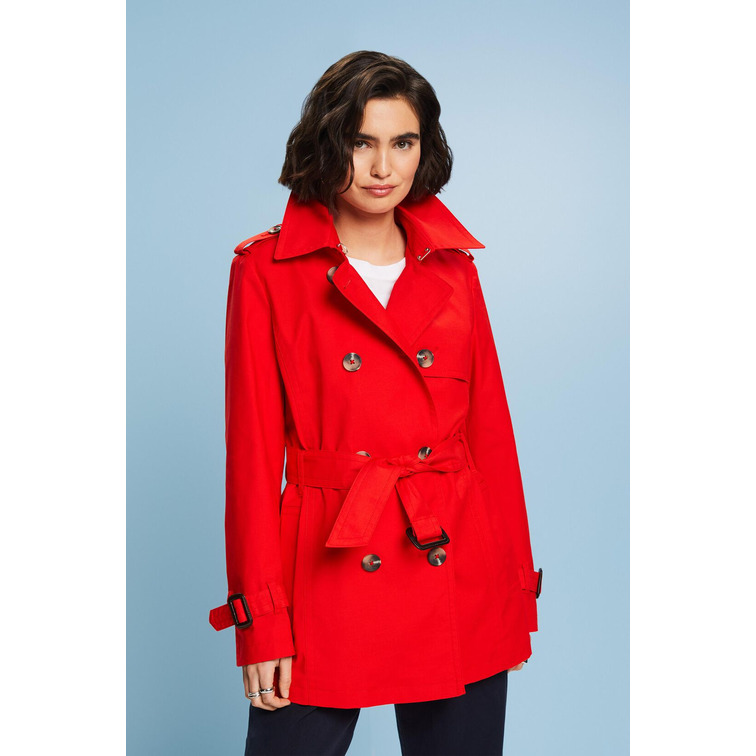GABARDINA CORTA DE DOBLE BOTONADURA MUJER ESPRIT