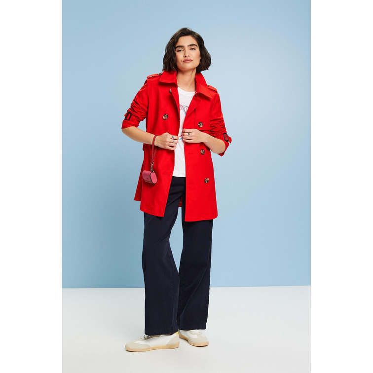 GABARDINA CORTA DE DOBLE BOTONADURA MUJER ESPRIT
