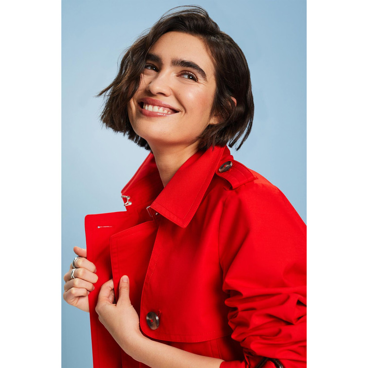GABARDINA CORTA DE DOBLE BOTONADURA MUJER ESPRIT