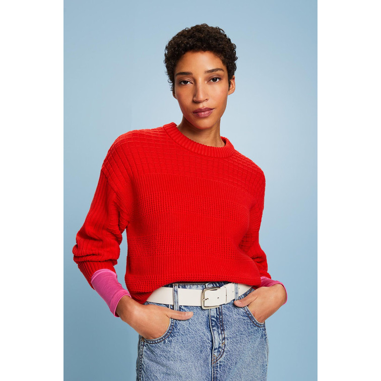 JERSEY DE CUELLO REDONDO CON TEXTURA MUJER ESPRIT