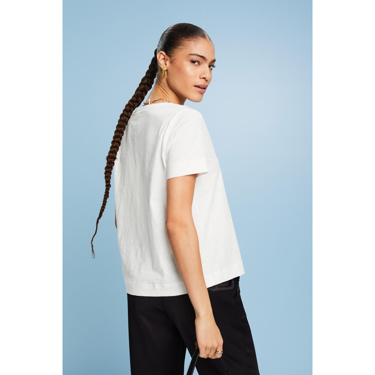 CAMISETA TEJIDO JERSEY CON CUELLO PICO MUJER ESPRIT
