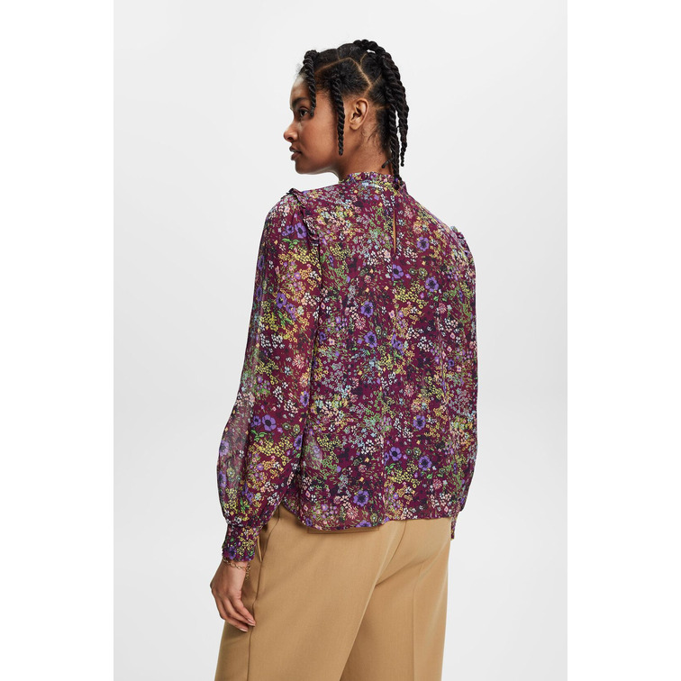 BLUSA FLORAL DE GASA CON FRUNCIDO MUJER ESPRIT