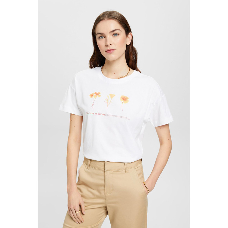 CAMISETA CON ESTAMPADO FLORAL EN EL PECHO MUJER ESPRIT